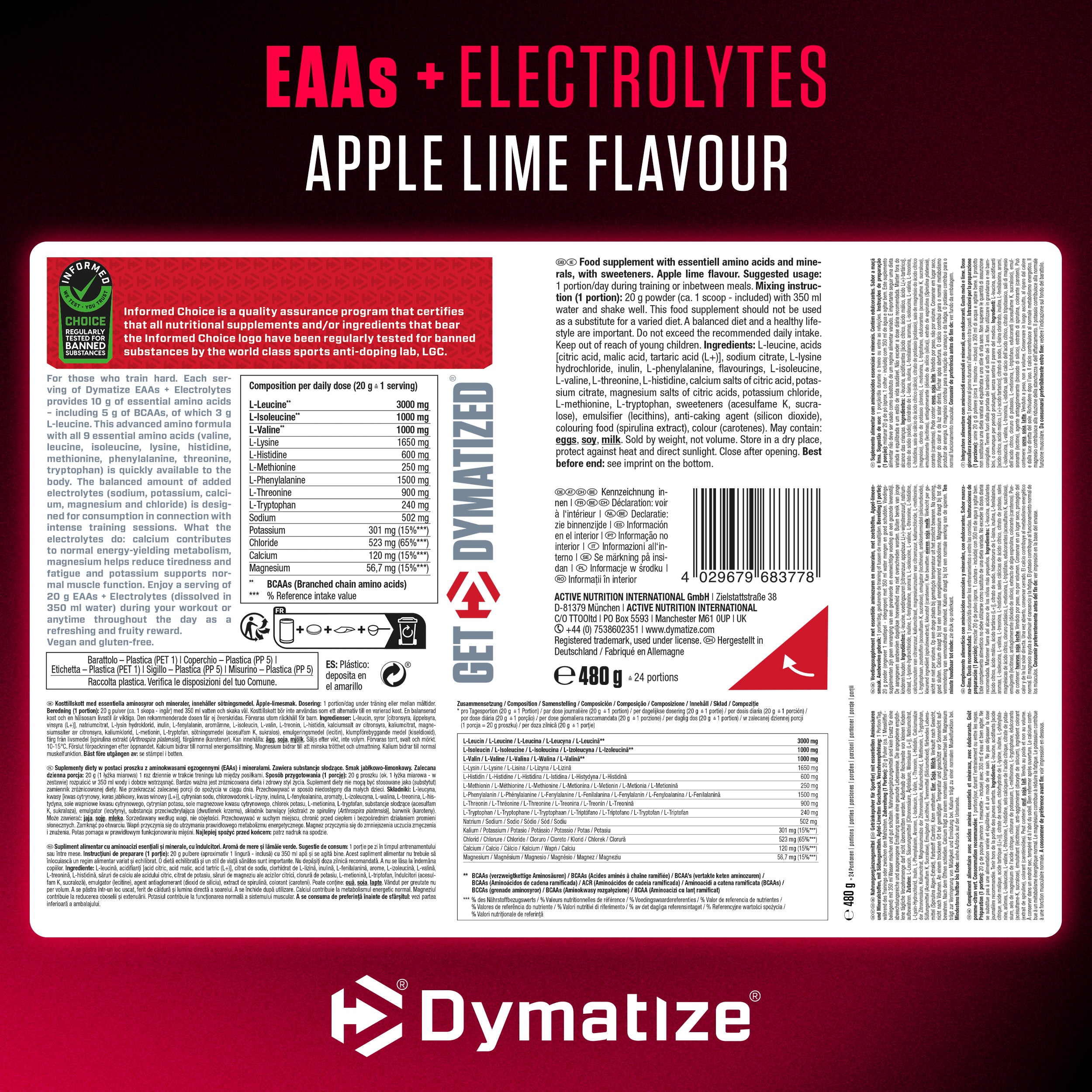 Poudre EAAs + ELECTROLYTES - 480gr