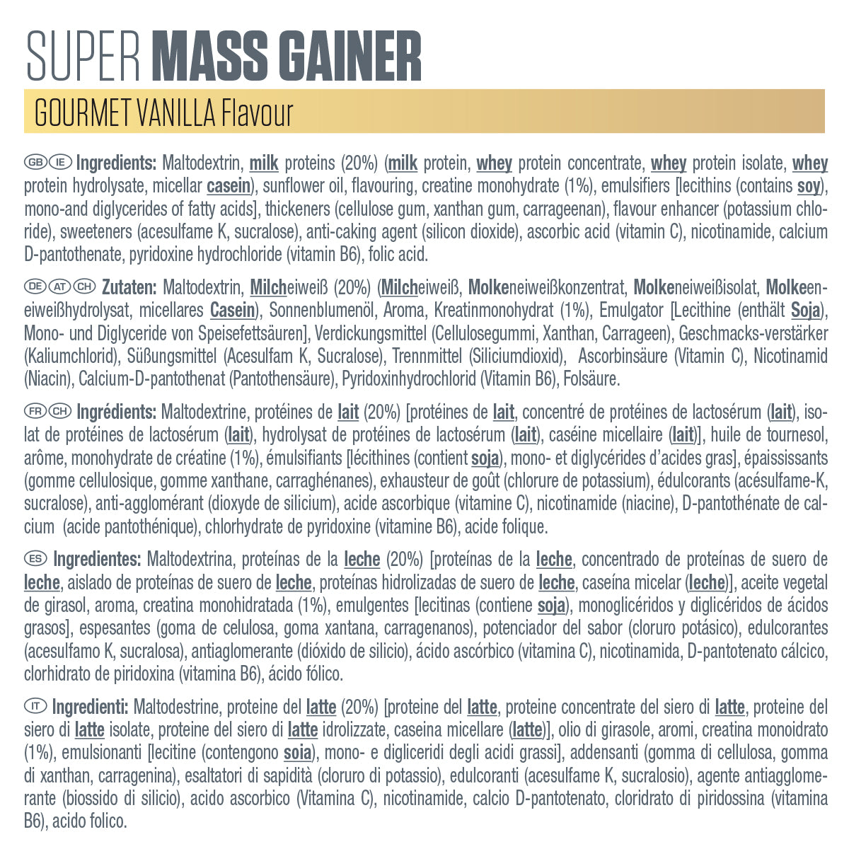 Poudre Protéinée Super Mass Gainer Dymatize - Pot 2,9kg