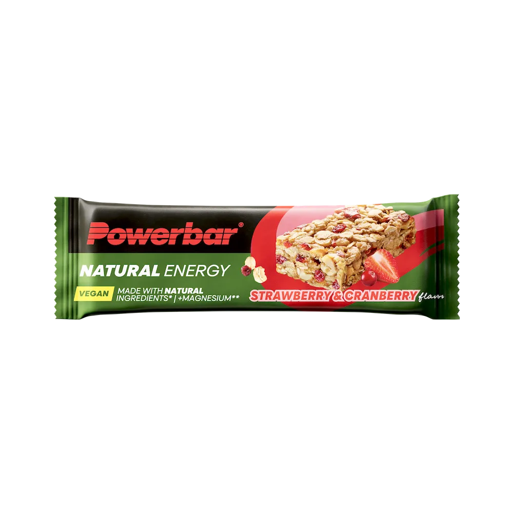 Barre énergétique vegan Powerbar Natural Energy 40 g Fraise-canneberge à l'unité avec morceaux de fruits