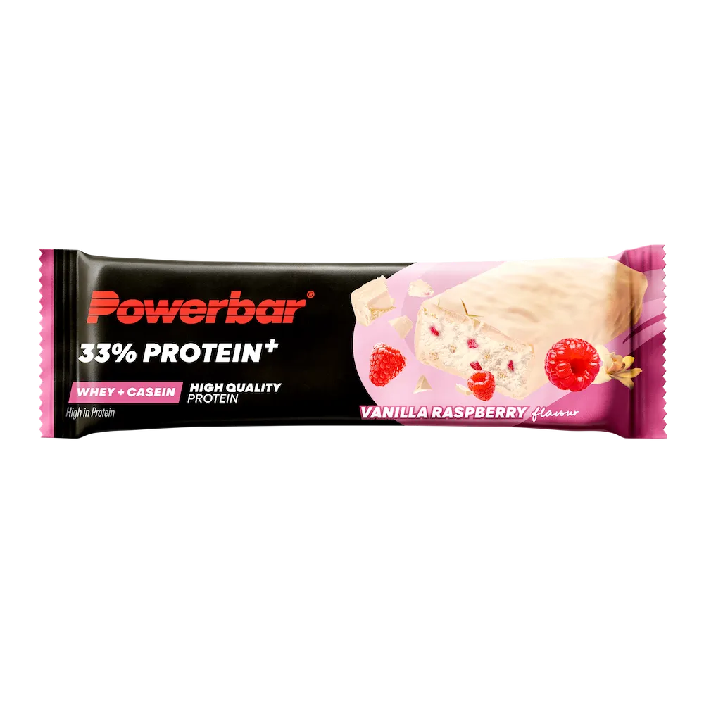 Barre protéinée Powerbar 33% Protein+ 90 g saveur Vanille-framboise à l'unité