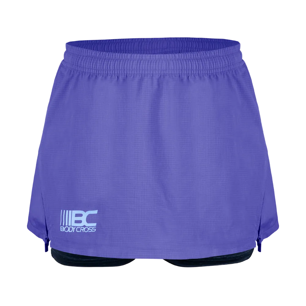 Short-jupe running trail femme BODYCROSS Angy mauve vue de face