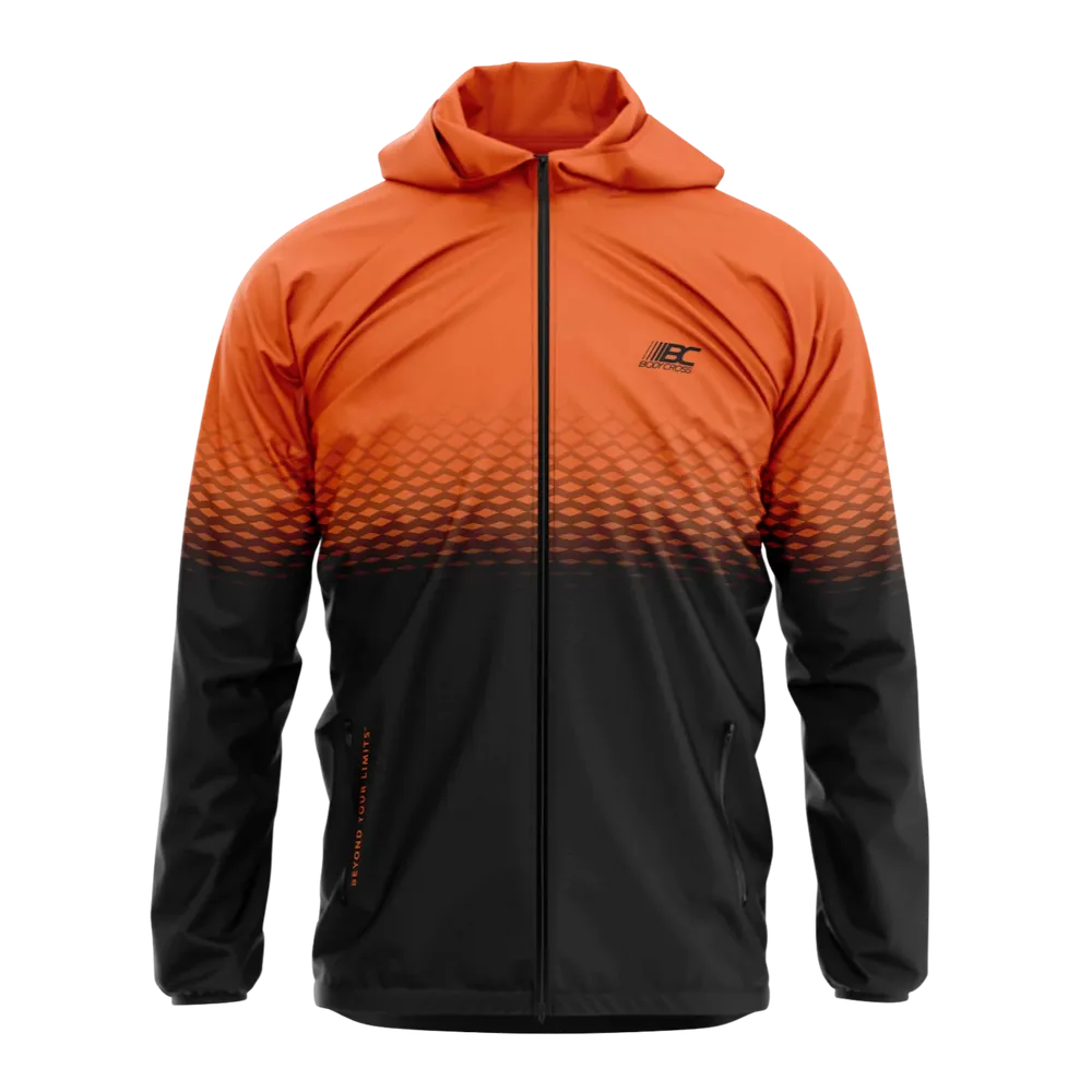 Coupe-vent running trail homme BODYCROSS Brandon orange et noir vue de face