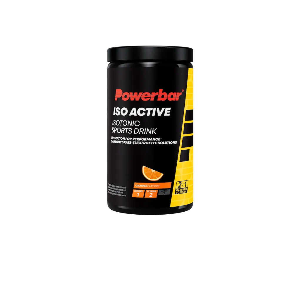 Boisson isotonique Powerbar Isoactive orange en pot de 600 g