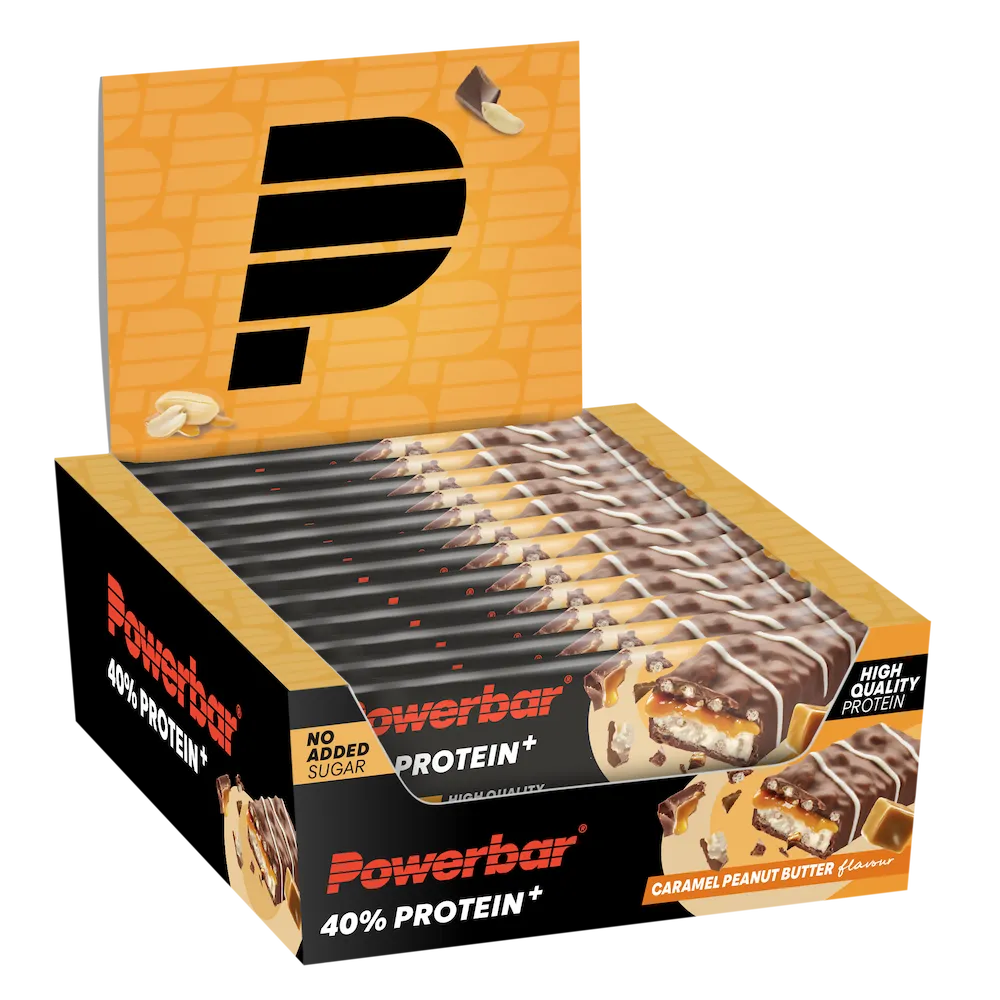 Boîte présentoir de 12 barres protéinées Powerbar 40% Protein+ Crisp 40 g Caramel Peanut Butter