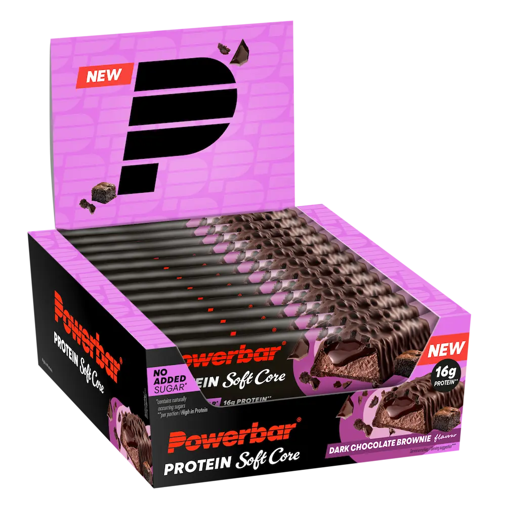 Boîte présentoir de 12 barres protéinées Powerbar Soft Core Chocolat Noir Brownie