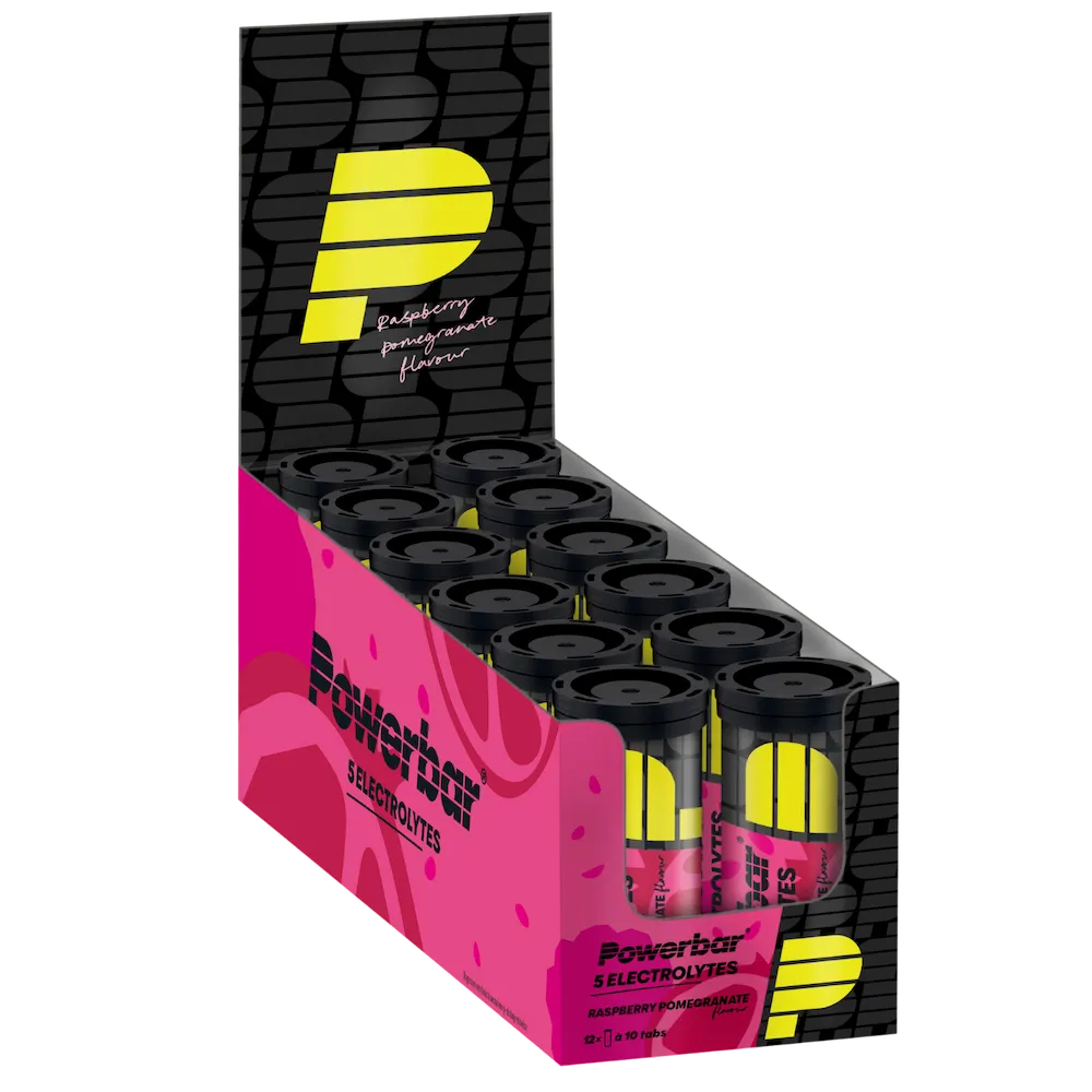 Boîte présentoir de 12 tubes Powerbar 5 Electrolytes saveur Framboise-Grenade