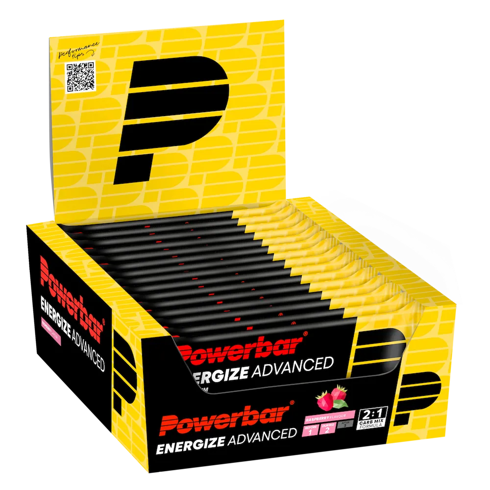 Boîte présentoir de 15 barres énergétiques Powerbar Energize Advanced 55 g saveur Framboise