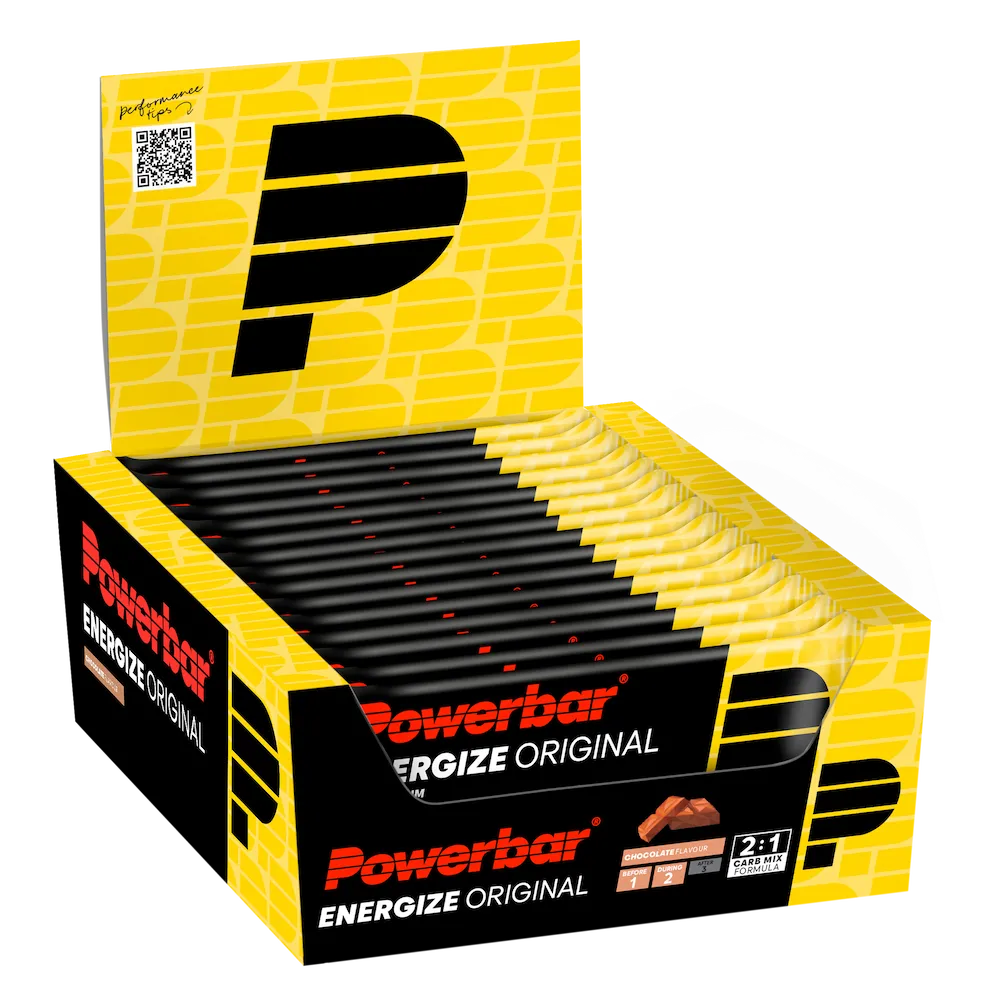 Boîte présentoir de 15 barres énergétiques Powerbar Energize Original 55 g saveur Chocolat