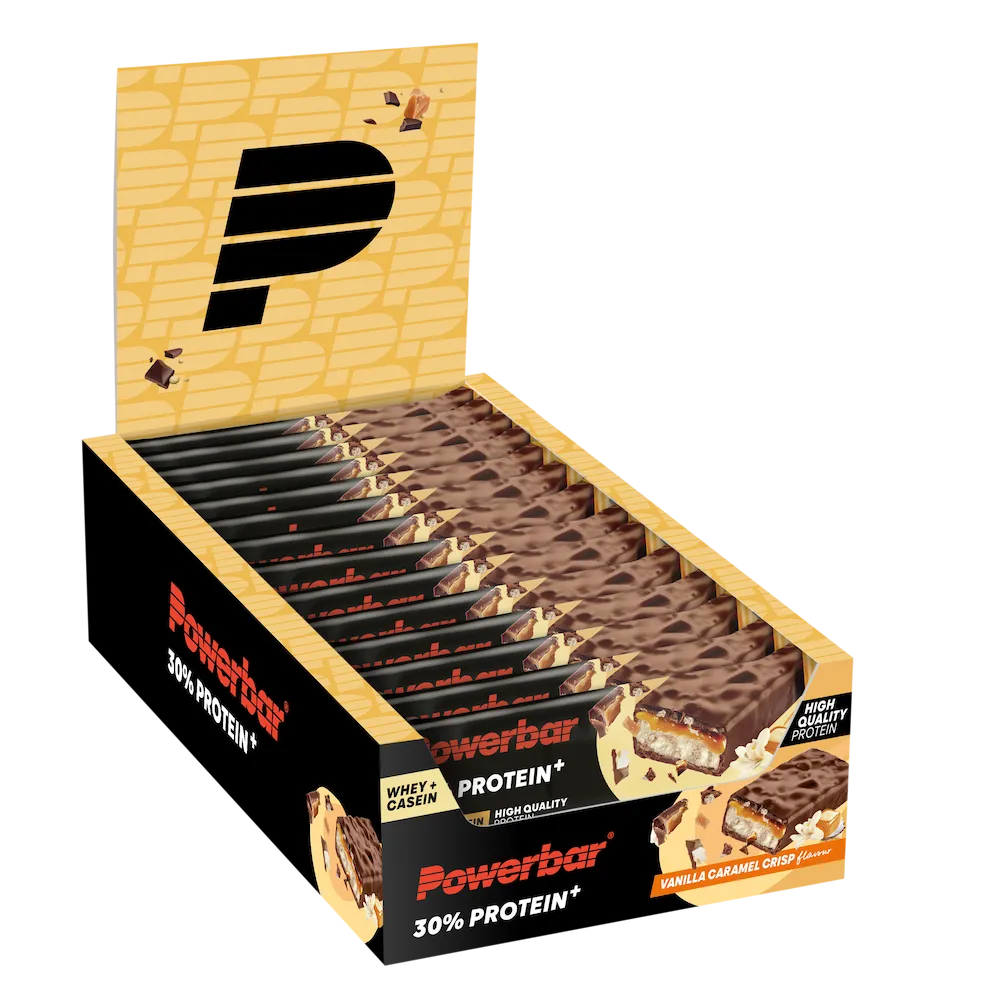 Boîte présentoir de 15 barres protéinées Powerbar Protein+ 30% 55 g saveur Caramel-Vanille