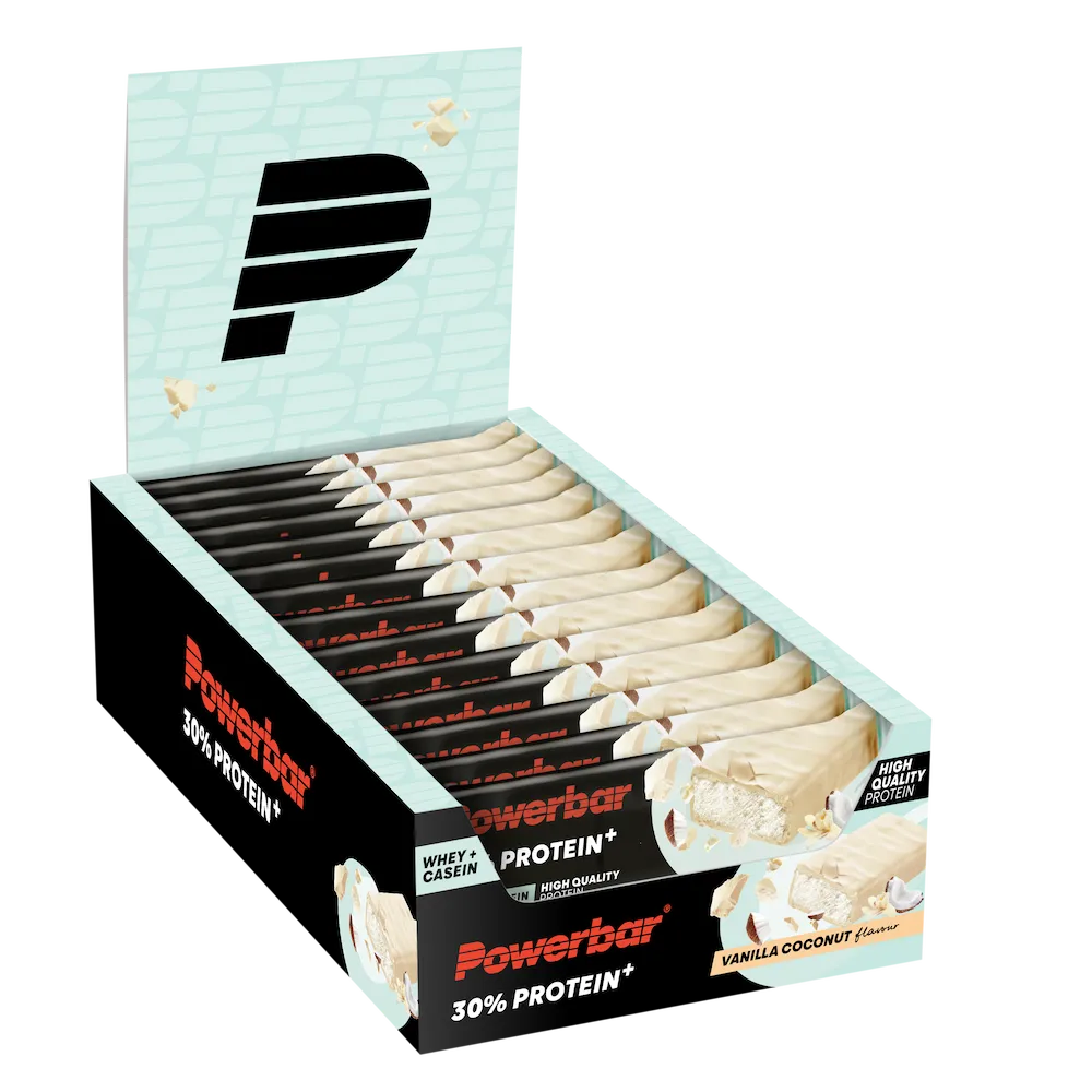 Boîte présentoir de 15 barres protéinées Powerbar Protein+ 30% 55 g saveur Vanille-Coco