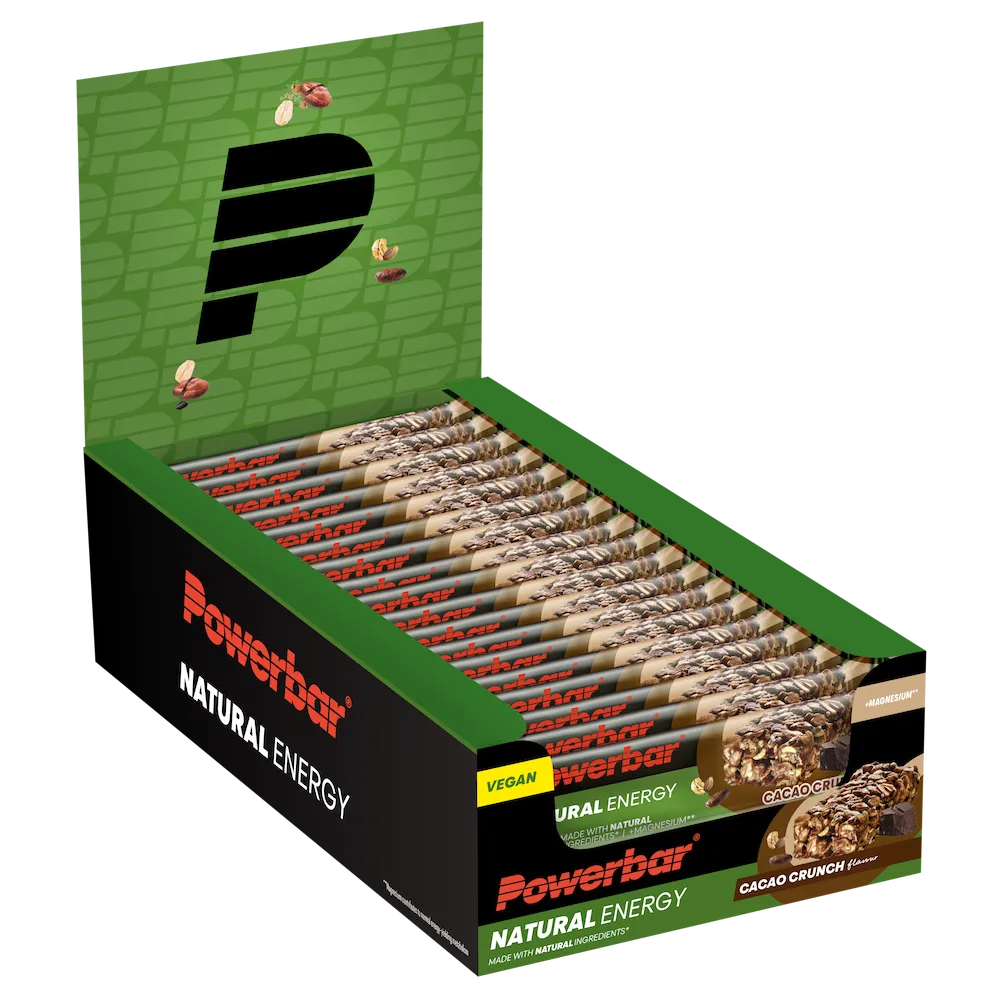 Boîte présentoir de 18 barres énergétiques vegan Powerbar Natural Energy 40 g Cacao Crunch