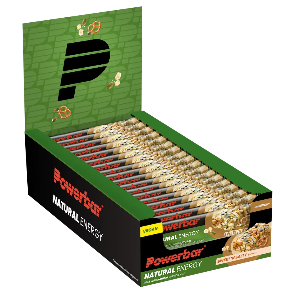 Boîte présentoir de 18 barres énergétiques vegan Powerbar Natural Energy 40 g saveur Sucré-salé