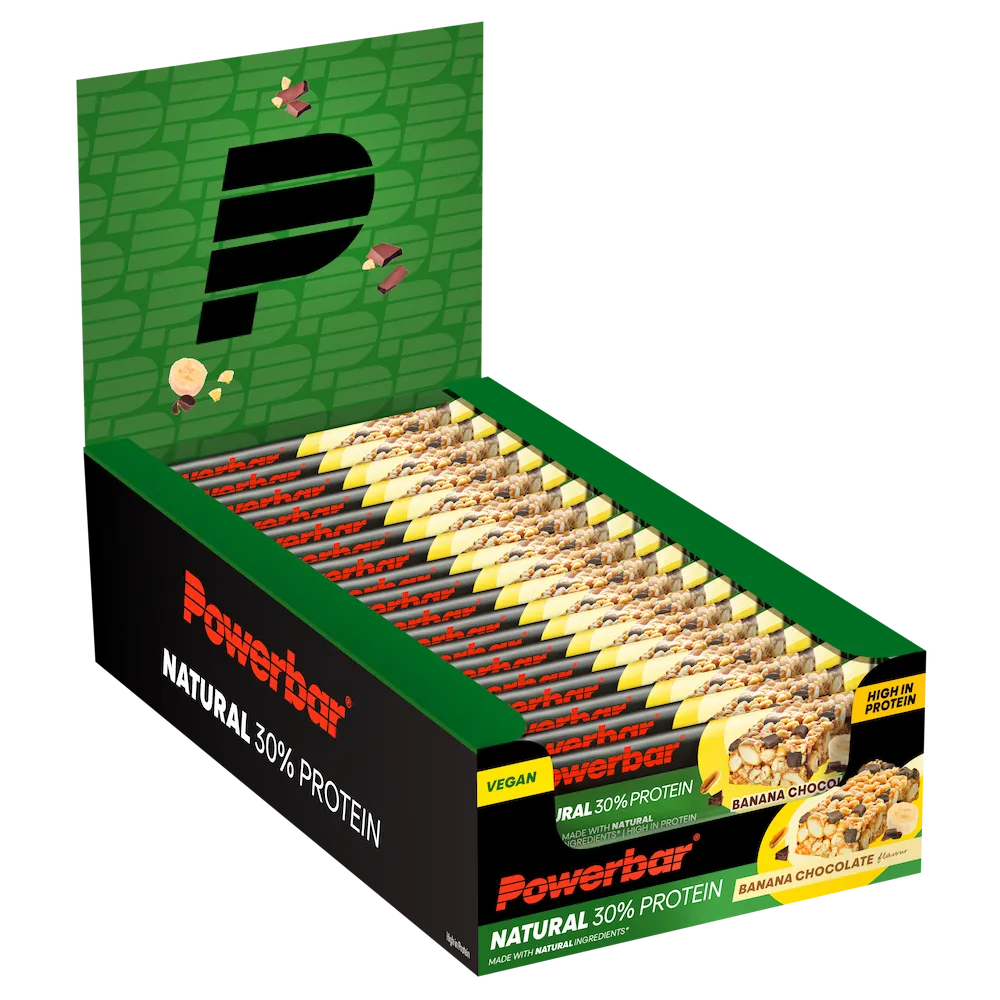 Boîte présentoir de 18 barres protéinées vegan Powerbar Natural Protein 40 g Banane-chocolat