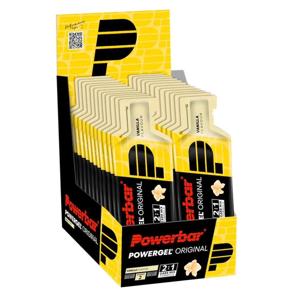Boîte présentoir de 24 gels énergétiques Powerbar PowerGel Original 41 g saveur Vanille