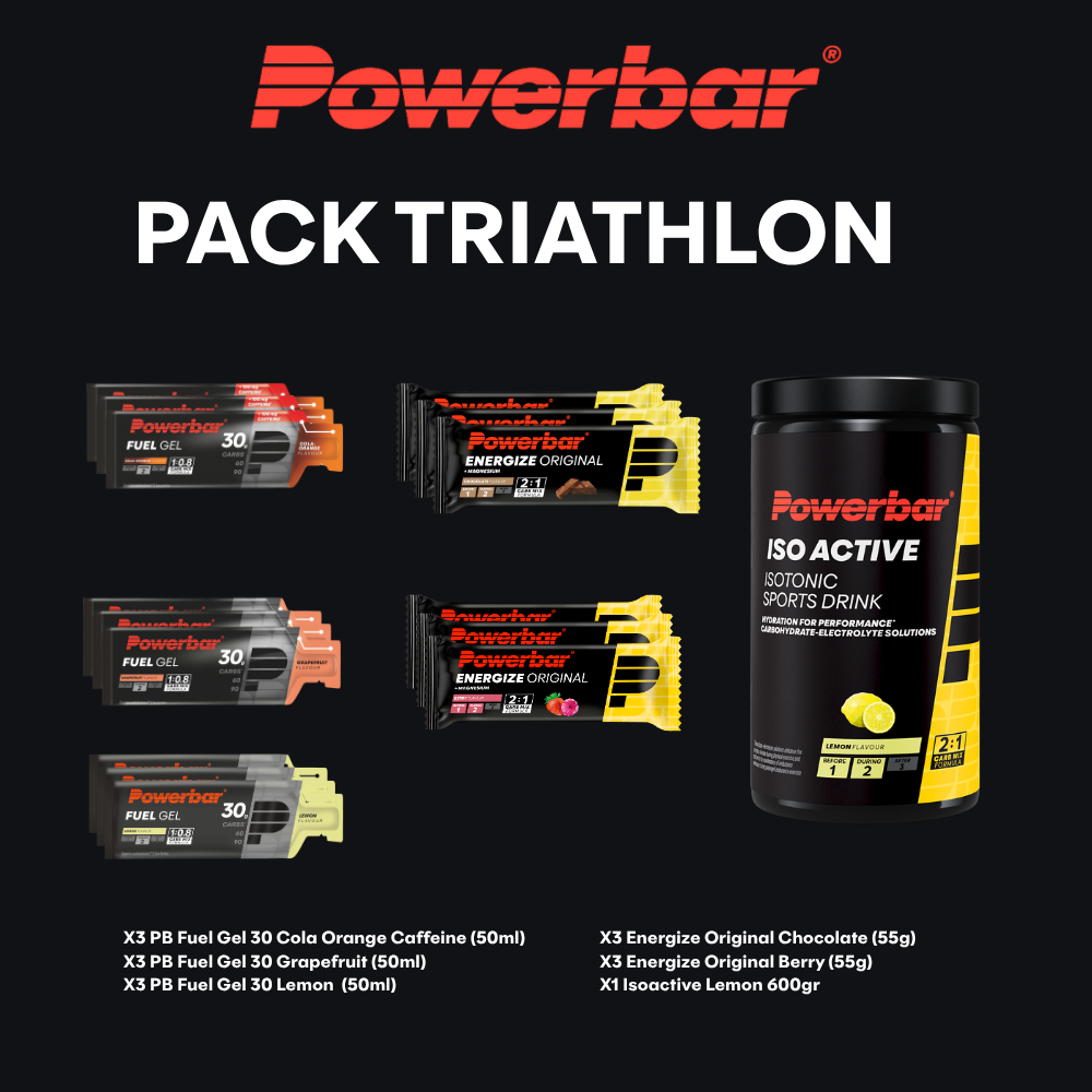 Pack Triathlon POWERBAR Challenge Vieux Boucau avec gels, barres énergétiques et boisson isotonique