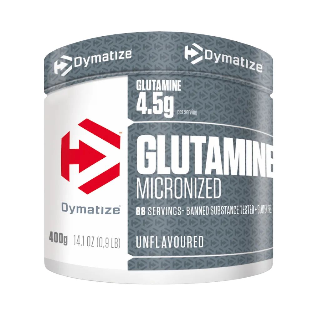 Pot Dymatize Glutamine Micronized 400 g 100 % L-glutamine goût neutre