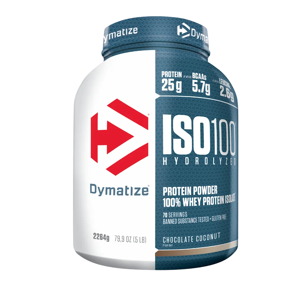 Pot Dymatize ISO100 Hydrolyzed 2,264 kg saveur Chocolat Coconut