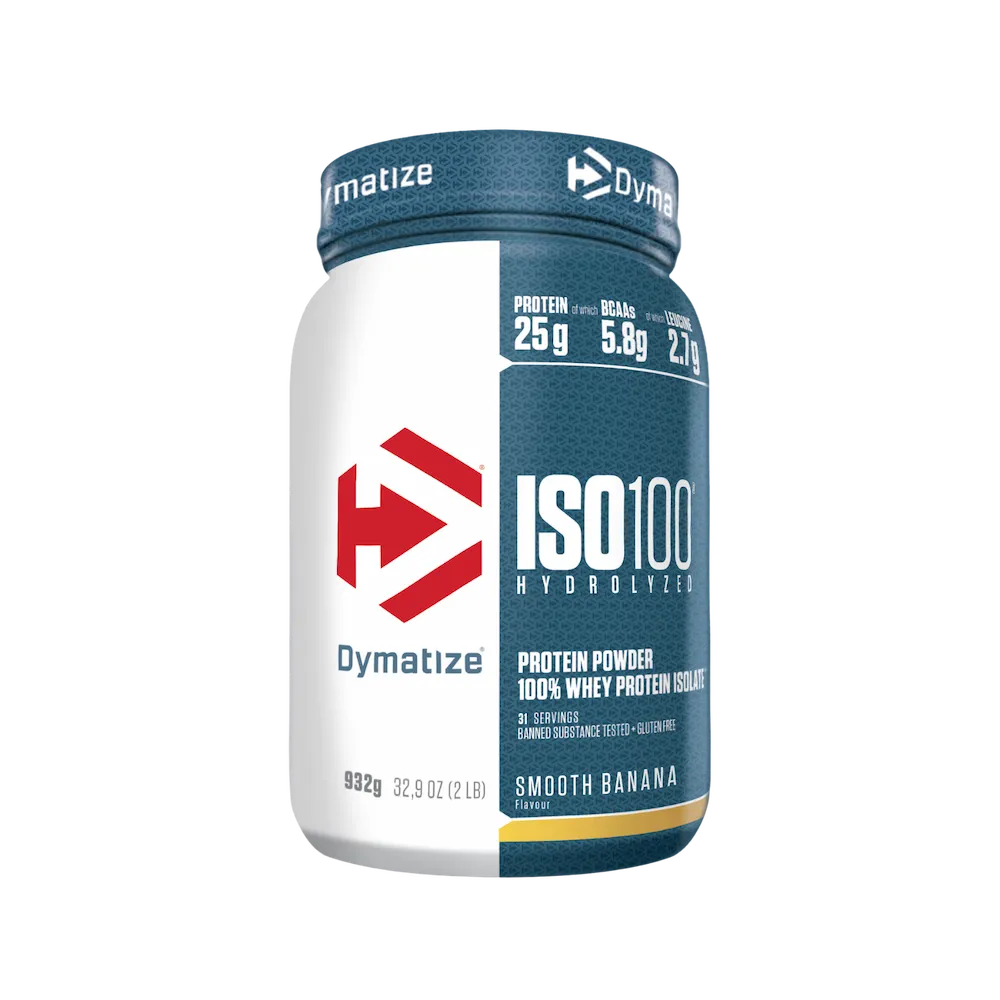 Pot Dymatize ISO100 Hydrolyzed 932 g saveur Banane Smooth