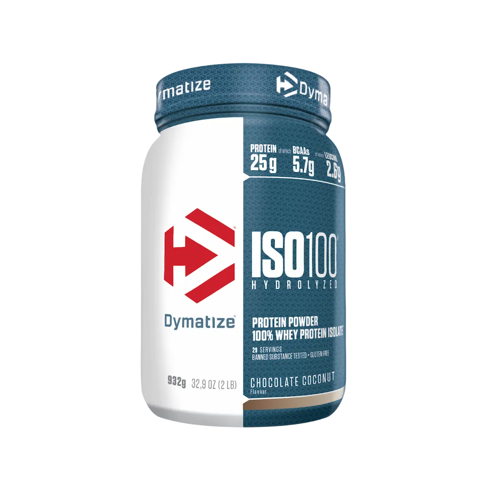 Pot Dymatize ISO100 Hydrolyzed 932 g saveur Chocolat Coconut