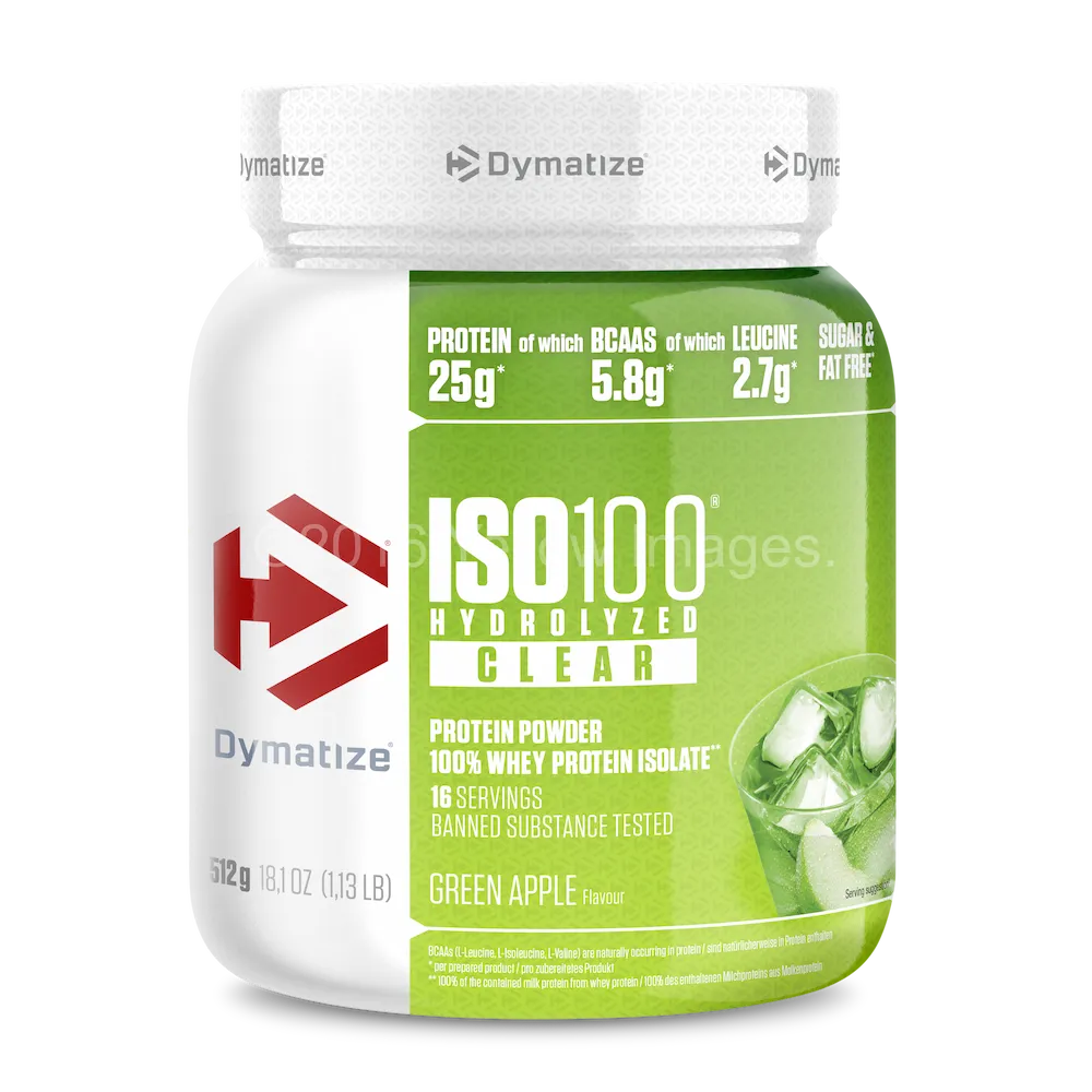 Pot Dymatize ISO100 Hydrolyzed Clear 512 g saveur Green Apple