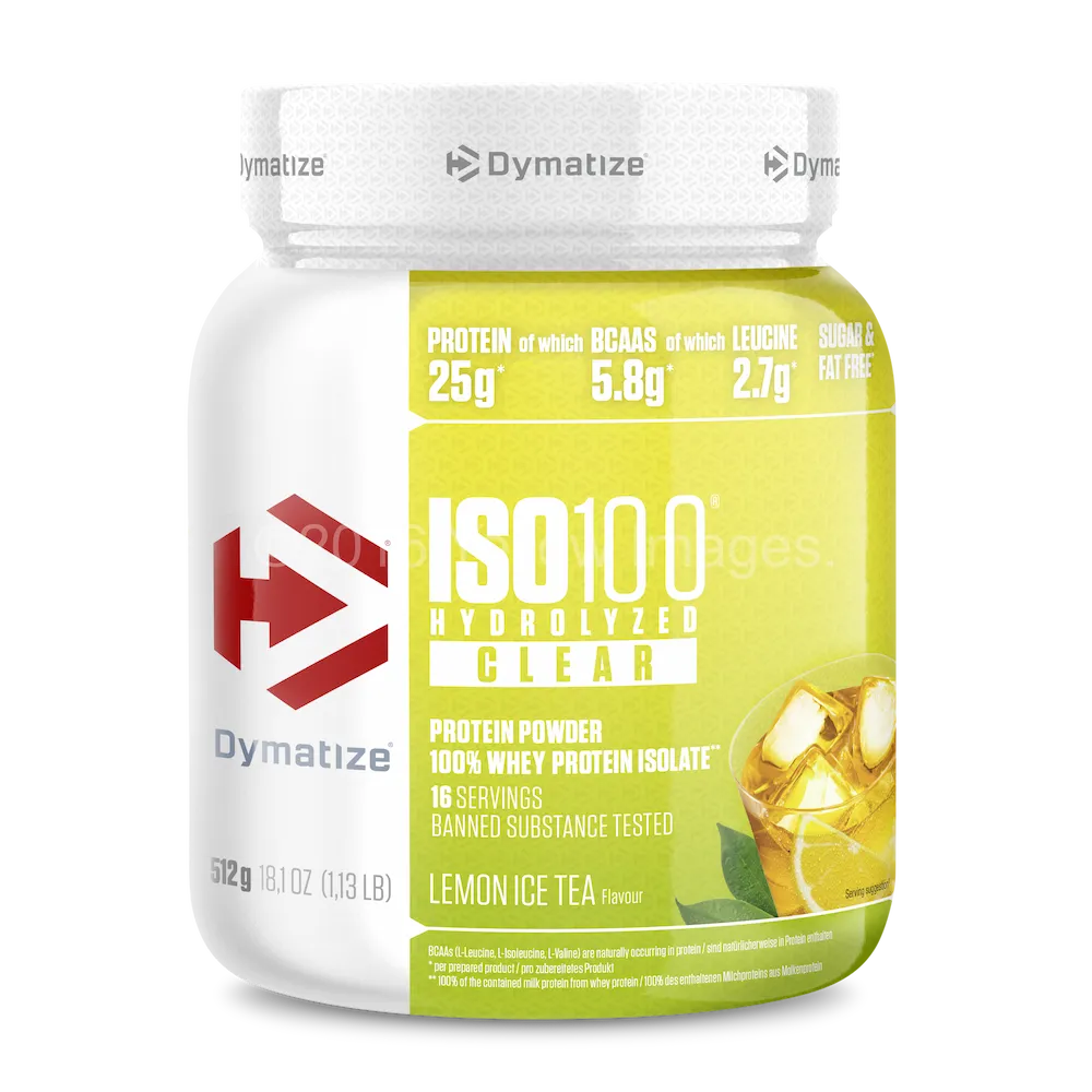 Pot Dymatize ISO100 Hydrolyzed Clear 512 g saveur Lemon Ice Tea