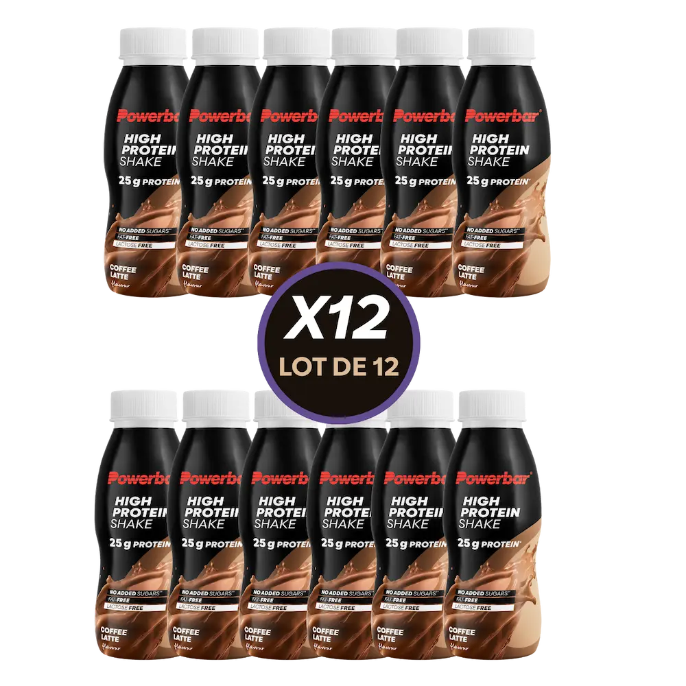 Lot de 12 boissons protéinées Powerbar High Protein Shake Café Latte 330 ml