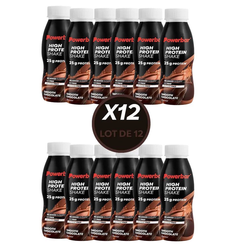 Lot de 12 boissons protéinées Powerbar High Protein Shake chocolat 330 ml