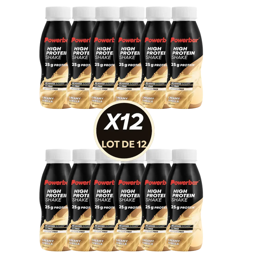 Lot de 12 boissons protéinées Powerbar High Protein Shake vanille 330 ml