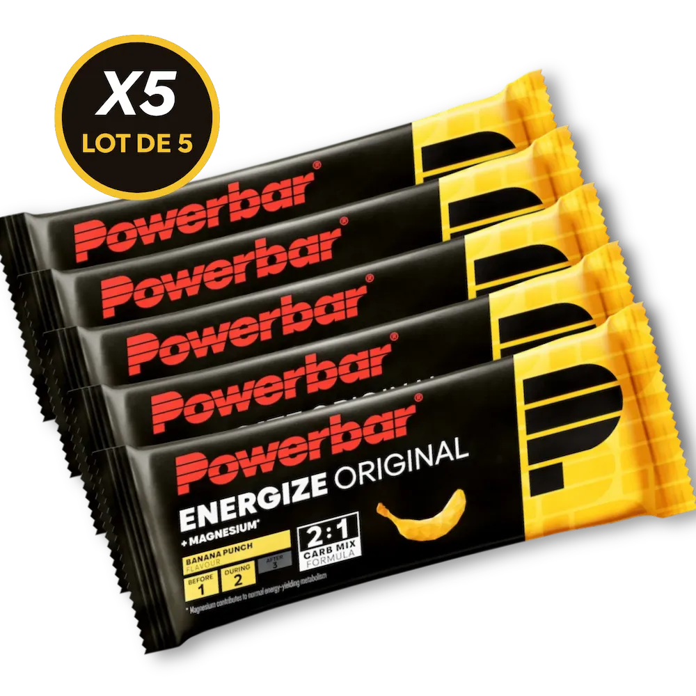 Lot de 5 barres énergétiques Powerbar Energize Original 55 g saveur Banane Punch