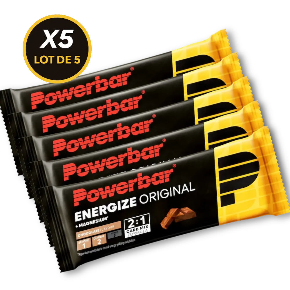 Lot de 5 barres énergétiques Powerbar Energize Original 55 g saveur Chocolat