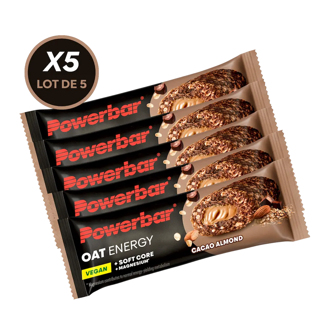 Lot de 5 barres énergétiques Powerbar OAT Energy 50 g saveur Cacao Amandes