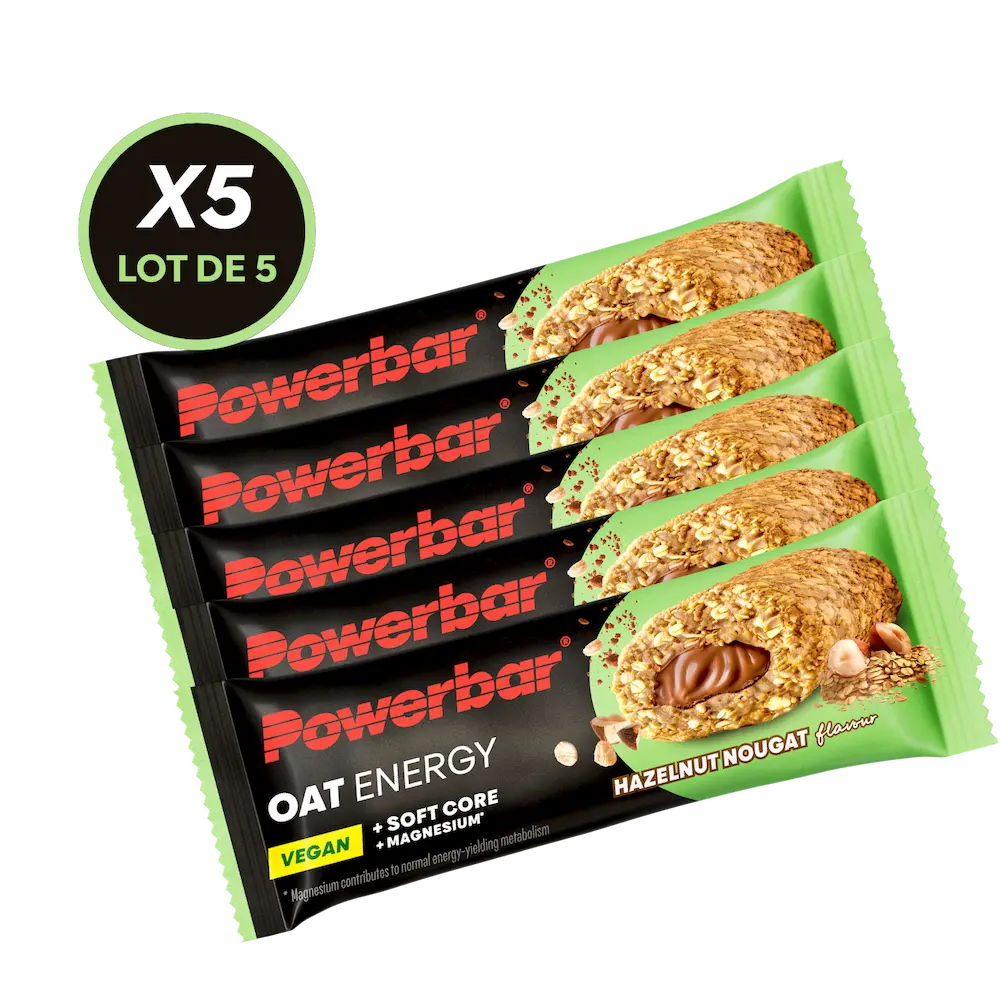 Lot de 5 barres énergétiques Powerbar OAT Energy 50 g saveur Nougat Noisettes