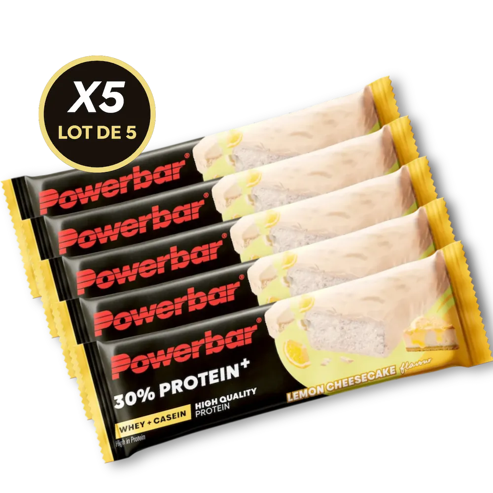 Lot de 5 barres protéinées Powerbar Protein+ 30% 55 g saveur Citron-Cheesecake