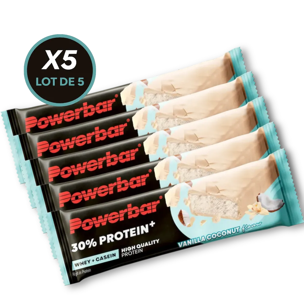 Lot de 5 barres protéinées Powerbar Protein+ 30% 55 g saveur Vanille-Coco
