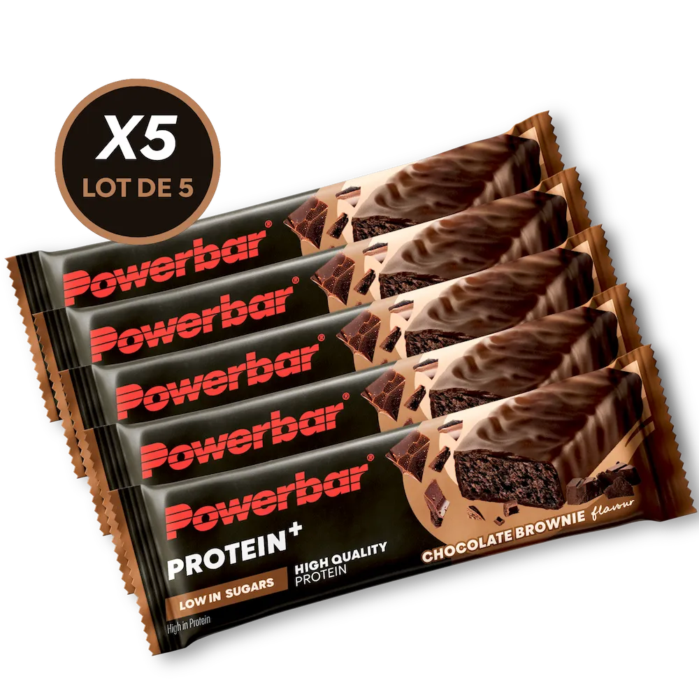 Lot de 5 barres protéinées Powerbar Protein+ Low In Sugar 35 g saveur Chocolat-Brownie
