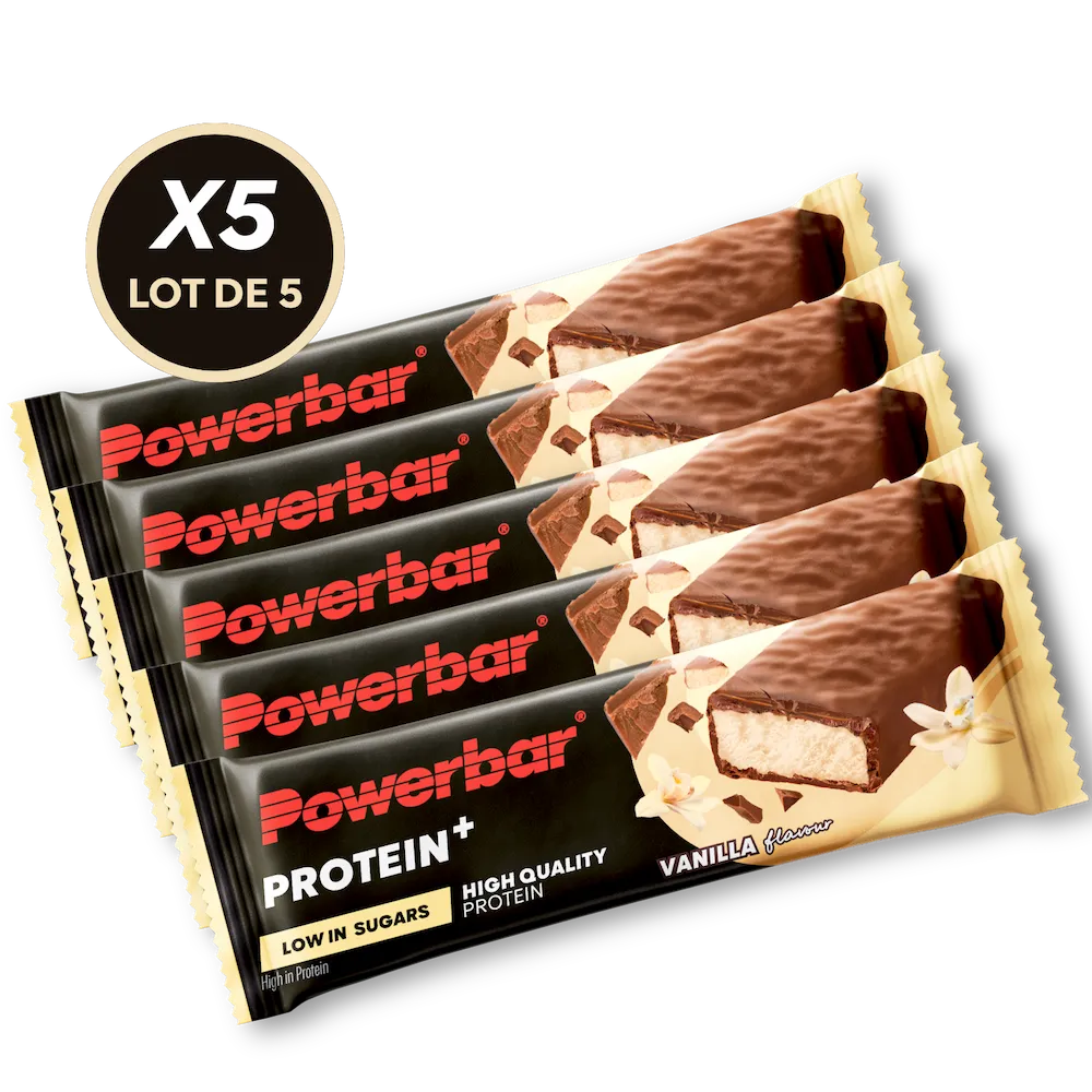 Lot de 5 barres protéinées Powerbar Protein+ Low In Sugar 35 g saveur Vanille