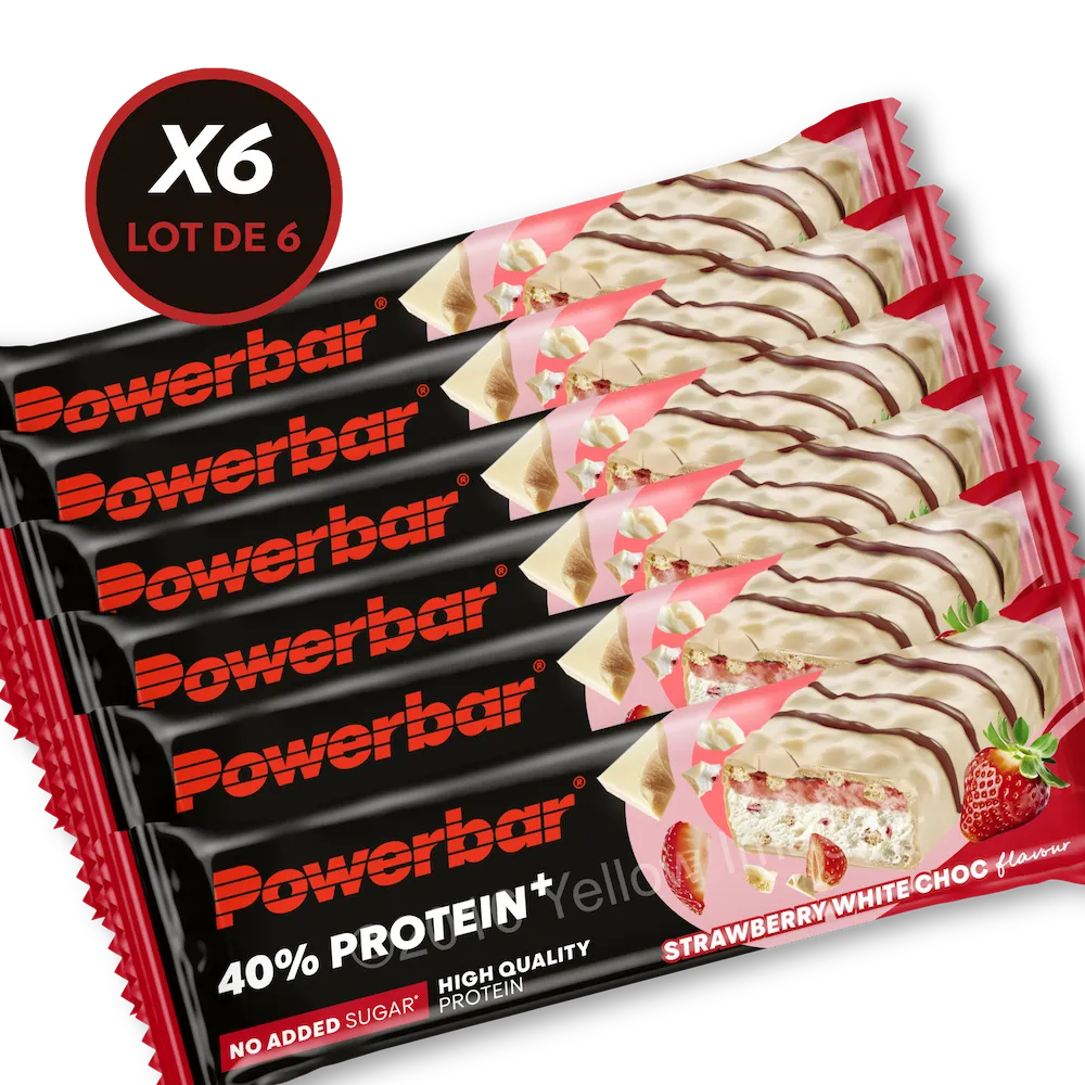 Lot de 6 barres protéinées Powerbar 40% Protein+ Crisp 40 g saveur Strawberry White Choc