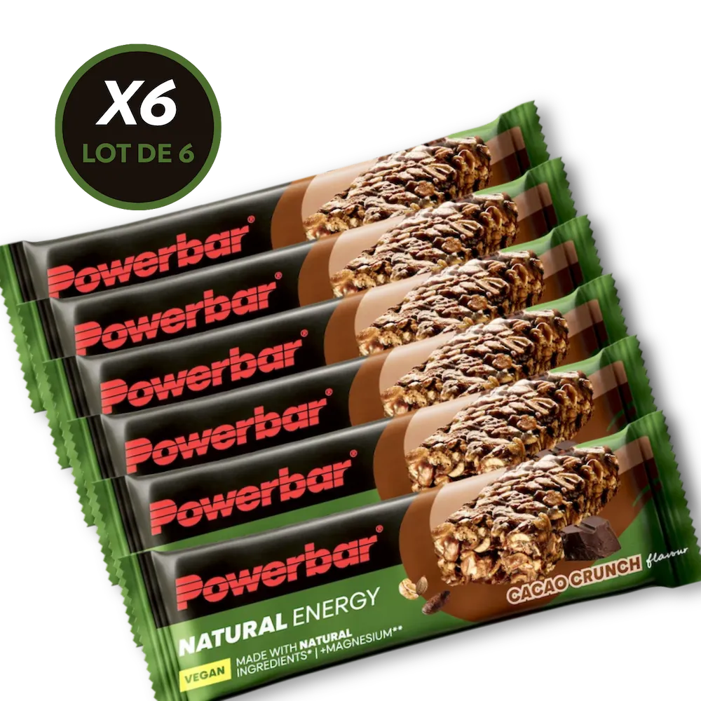Lot de 6 barres énergétiques vegan Powerbar Natural Energy 40 g saveur Cacao Crunch