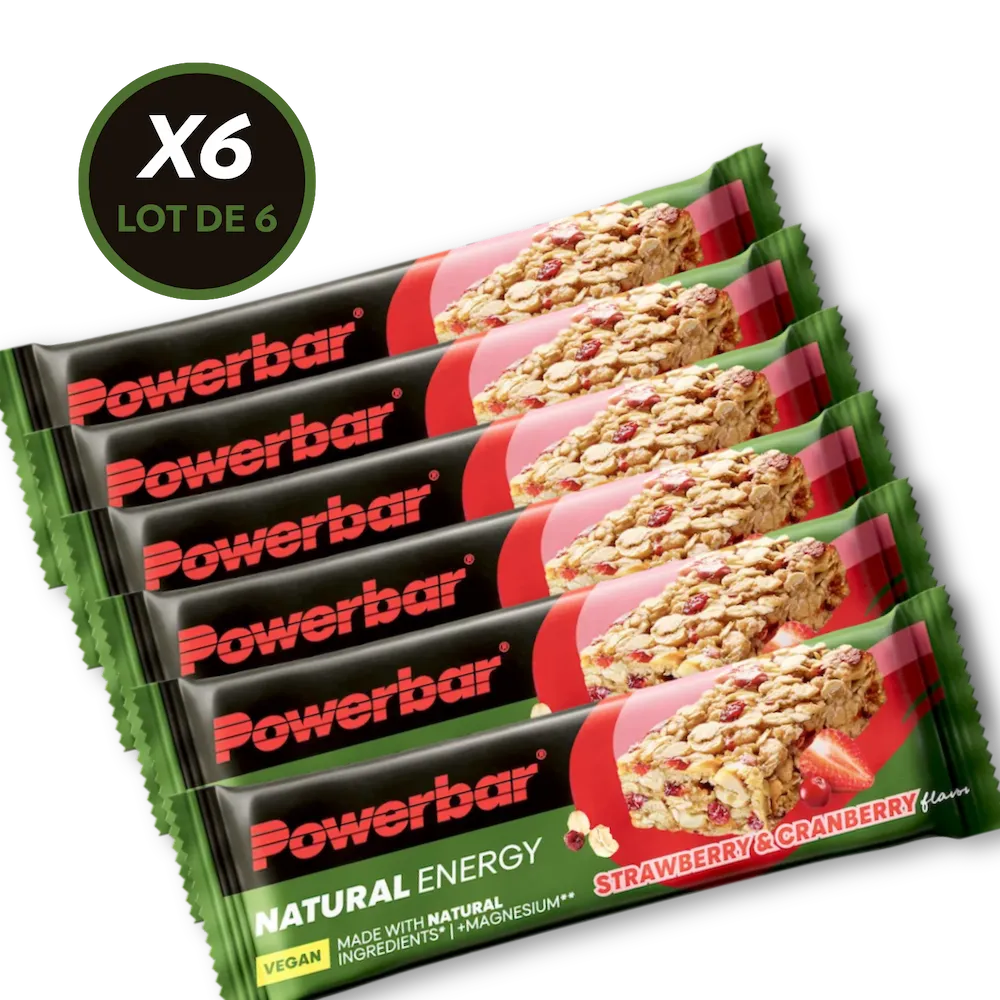 Lot de 6 barres énergétiques vegan Powerbar Natural Energy 40 g saveur Fraise-canneberge
