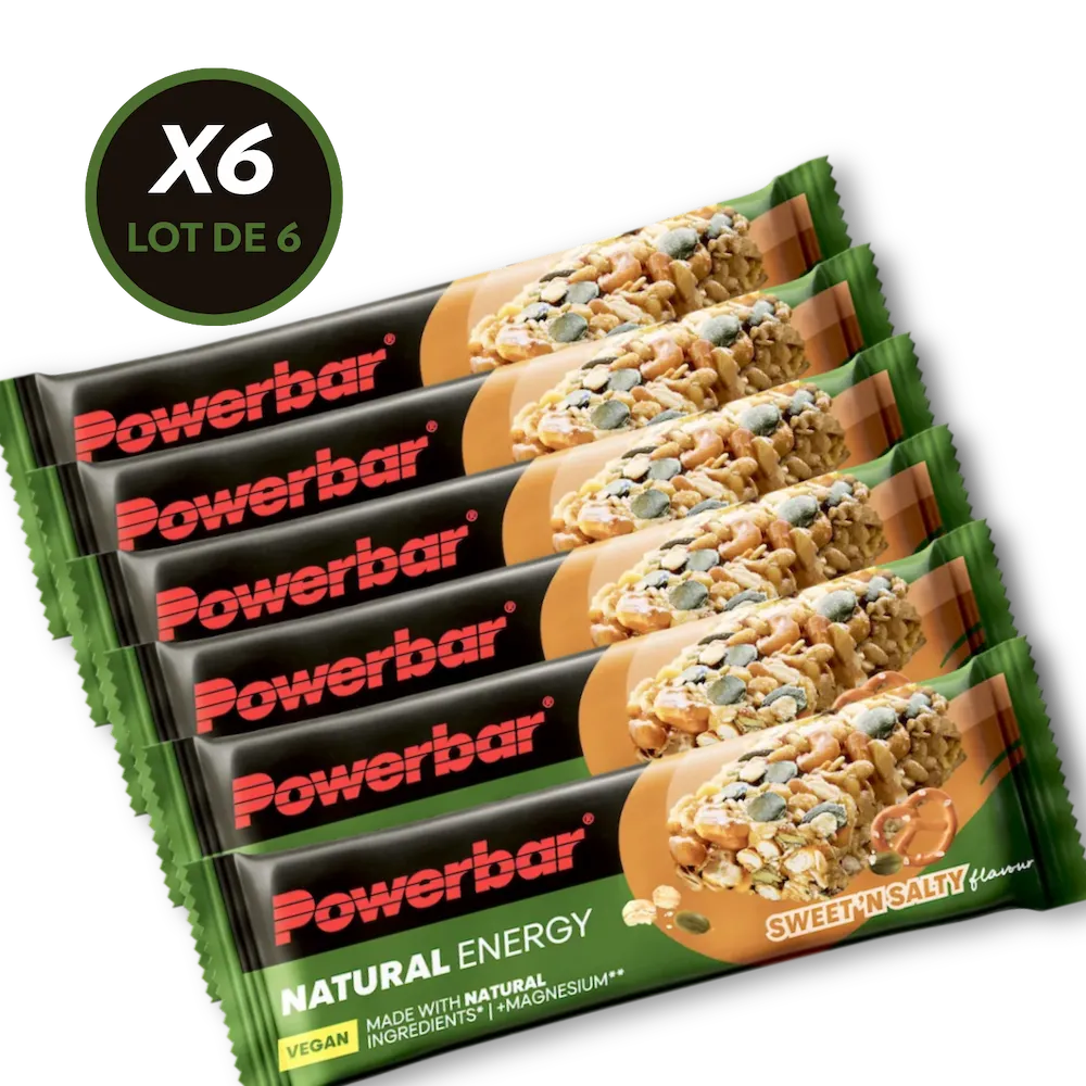 Lot de 6 barres énergétiques vegan Powerbar Natural Energy 40 g saveur Sucré-salé