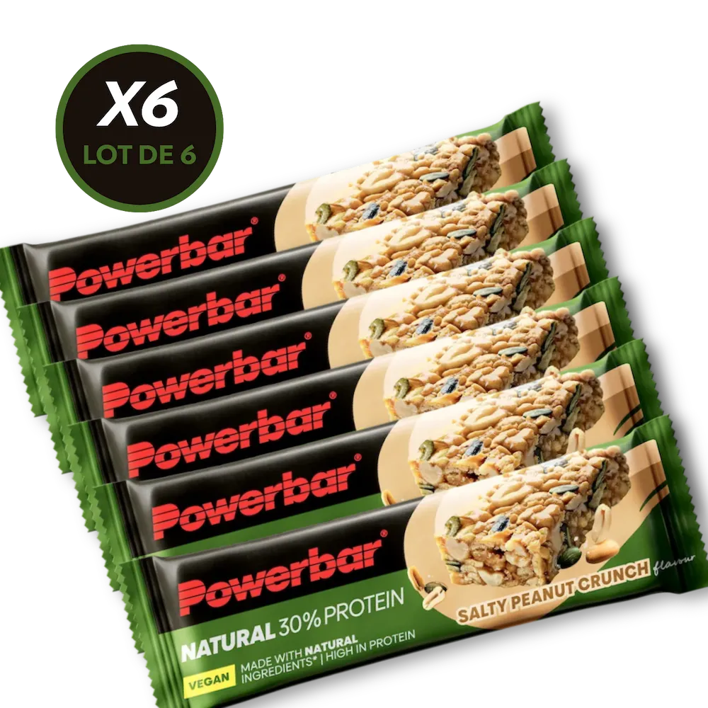 Lot de 6 barres protéinées vegan Powerbar Natural Protein 40 g saveur Cacahuètes salées