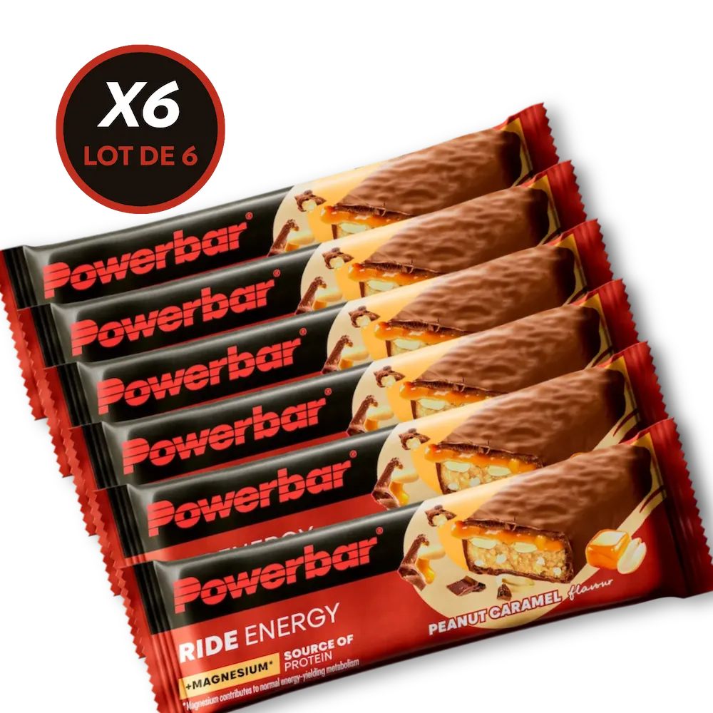 Lot de 6 barres énergétiques Powerbar Ride Energy 55 g saveur Cacahuètes-caramel