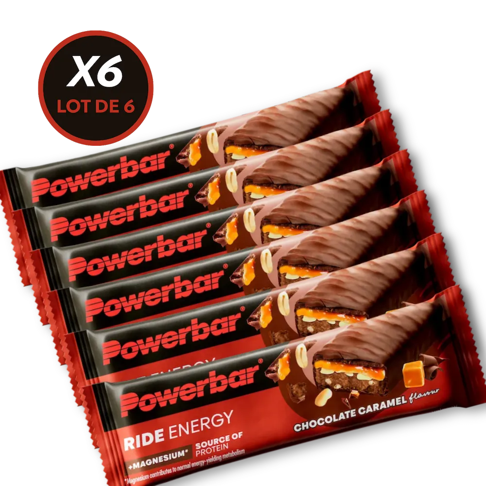 Lot de 6 barres énergétiques Powerbar Ride Energy 55 g saveur Chocolat-caramel