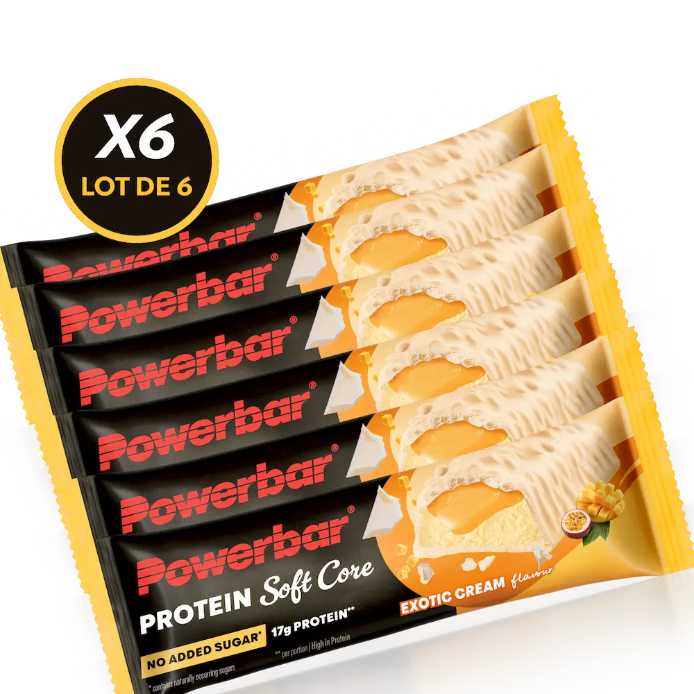 Lot de 6 barres protéinées Powerbar Soft Core 48 g saveur Exotique