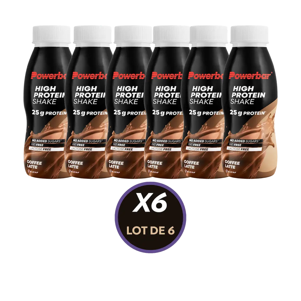 Lot de 6 boissons protéinées Powerbar High Protein Shake Café Latte 330 ml