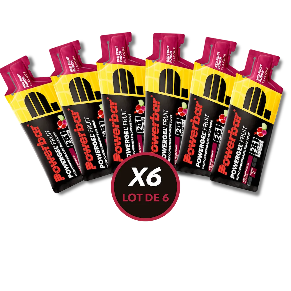 Lot de 6 gels énergétiques Powerbar PowerGel Fruit 41 g saveur Fruits Rouges