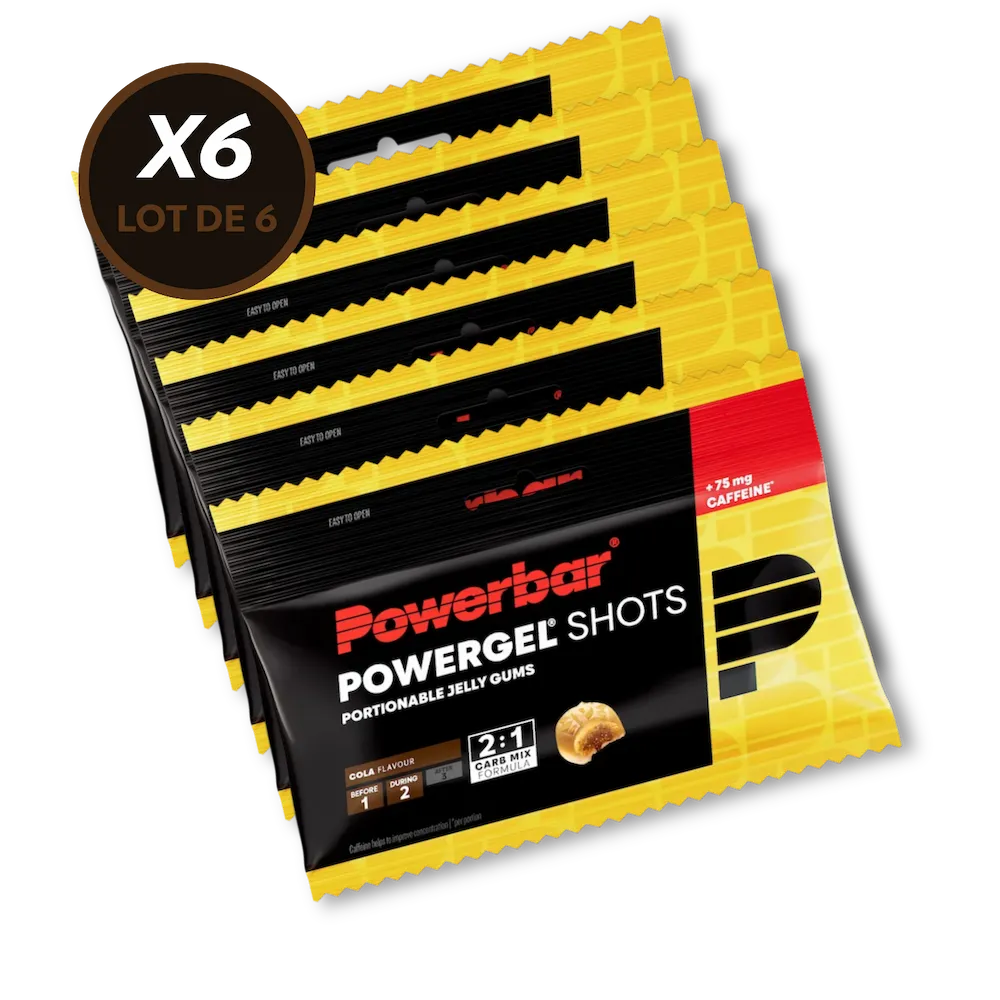 Lot de 6 sachets de gommes énergétiques Powerbar PowerGel Shots 60 g saveur Cola avec caféine