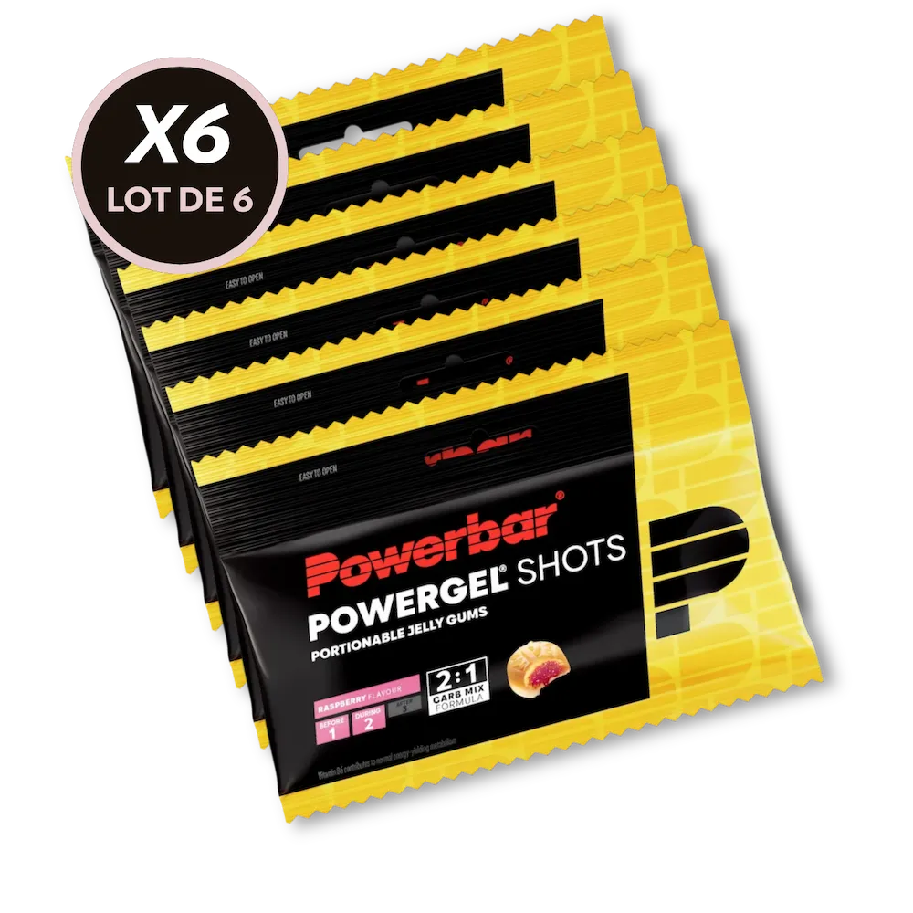 Lot de 6 sachets de gommes énergétiques Powerbar PowerGel Shots 60 g saveur Framboise