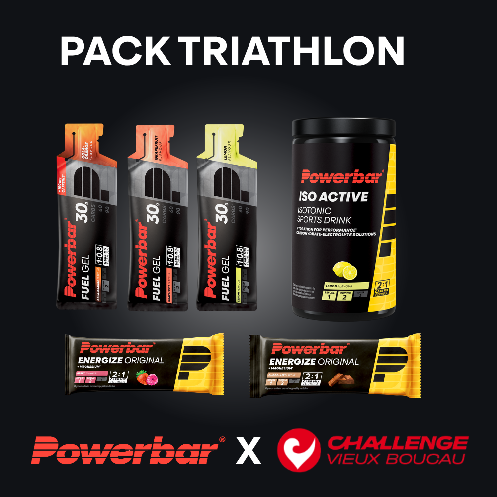 Pack Triathlon POWERBAR Challenge Vieux Boucau avec gels, barres énergétiques et boisson isotonique