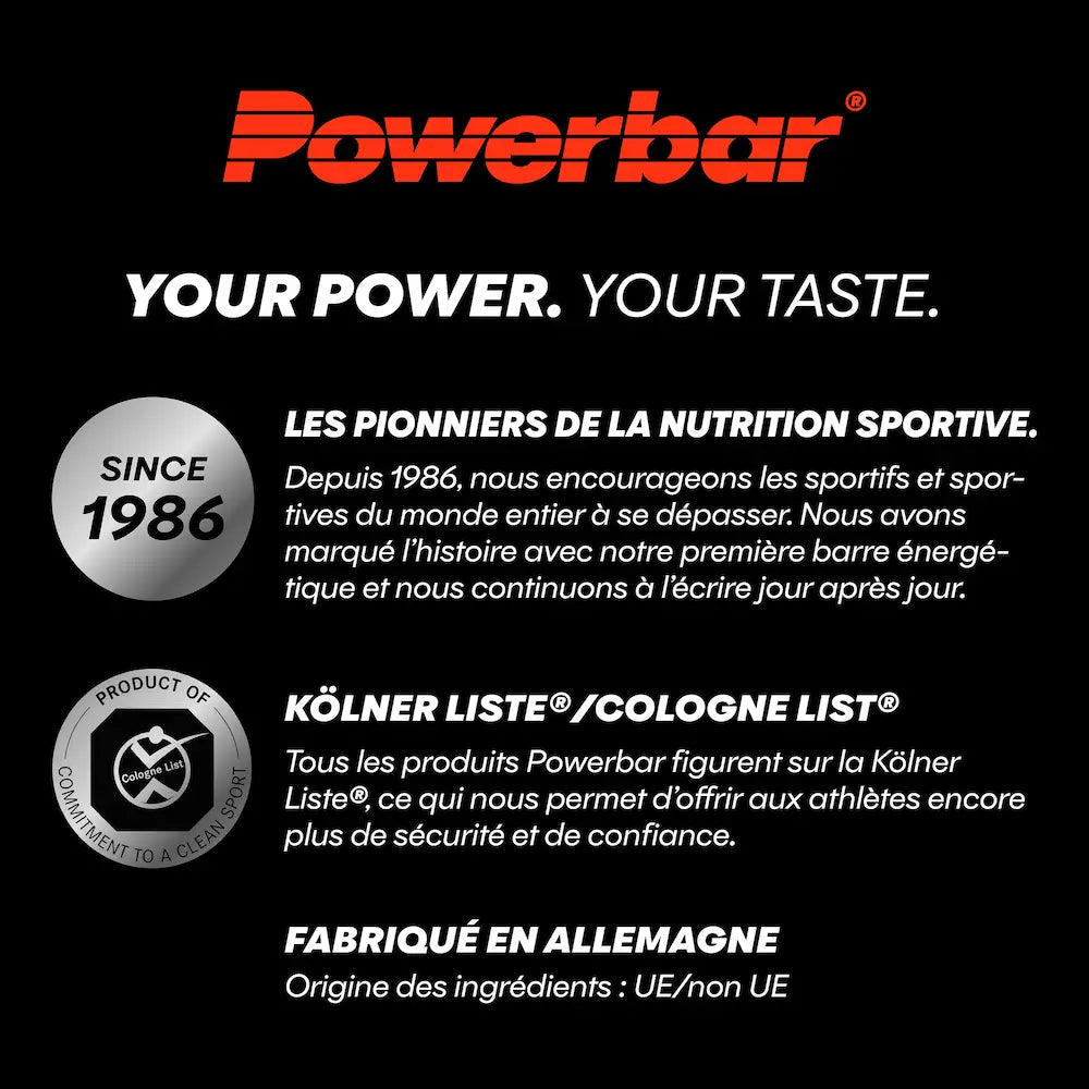 Informations Powerbar sur la nutrition sportive, la Cologne List et la fabrication en Allemagne
